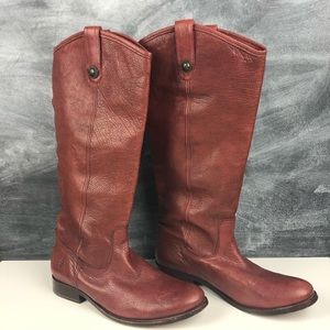 FRYE Burgundy Melissa Button Pull On Riding Boots